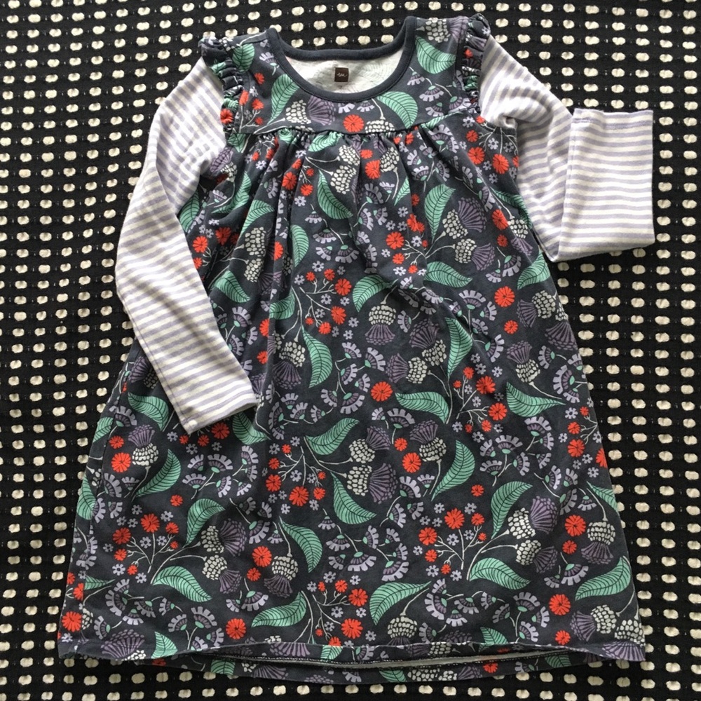 Tea Collection Girls Stripe & Floral Dress Size 7
